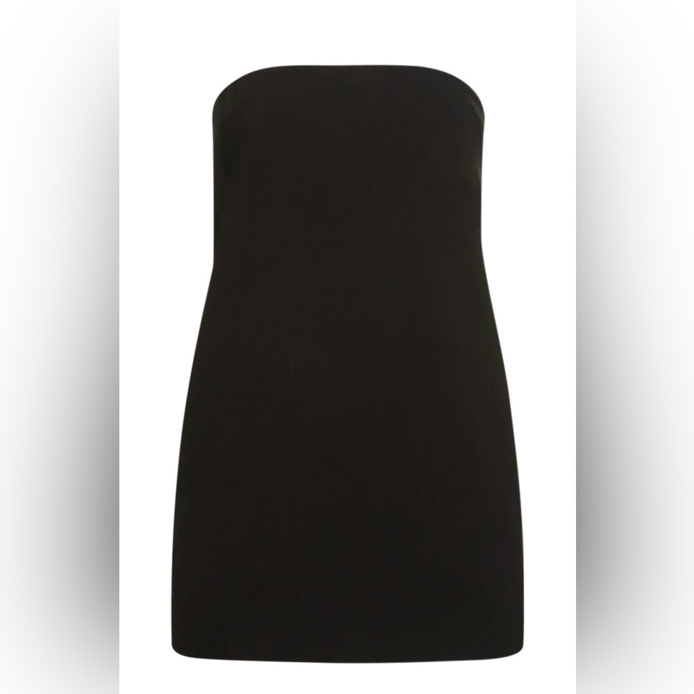 Black strapless crepe satin dress